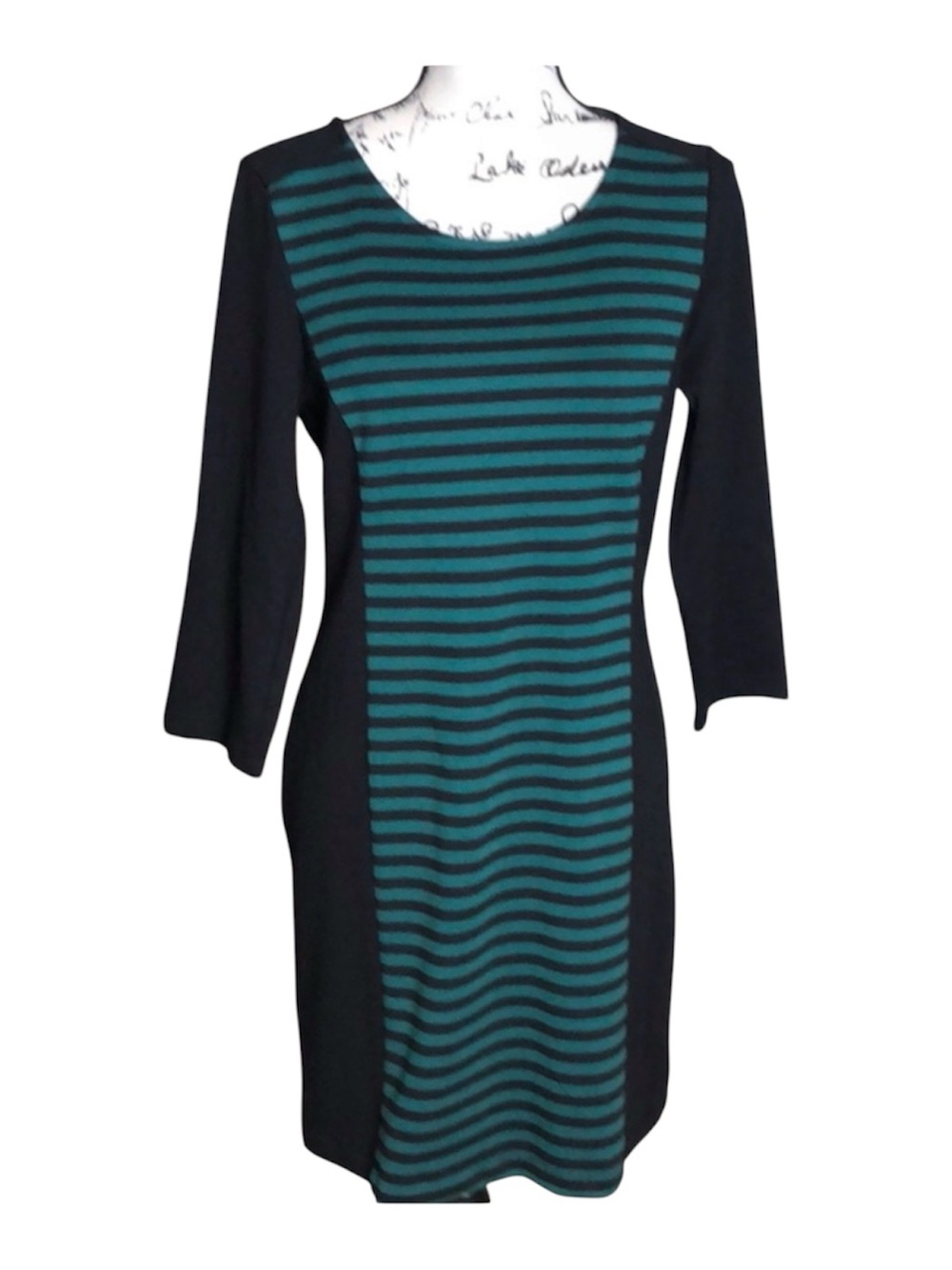 Spense Green and Black Striped Dress Women’s Size 6